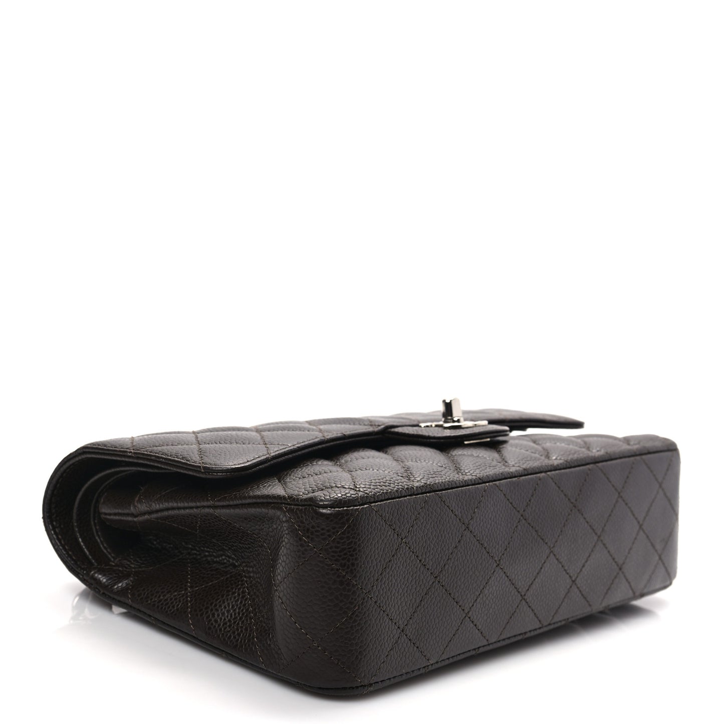 Caviar Quilted Medium Double Flap Brown