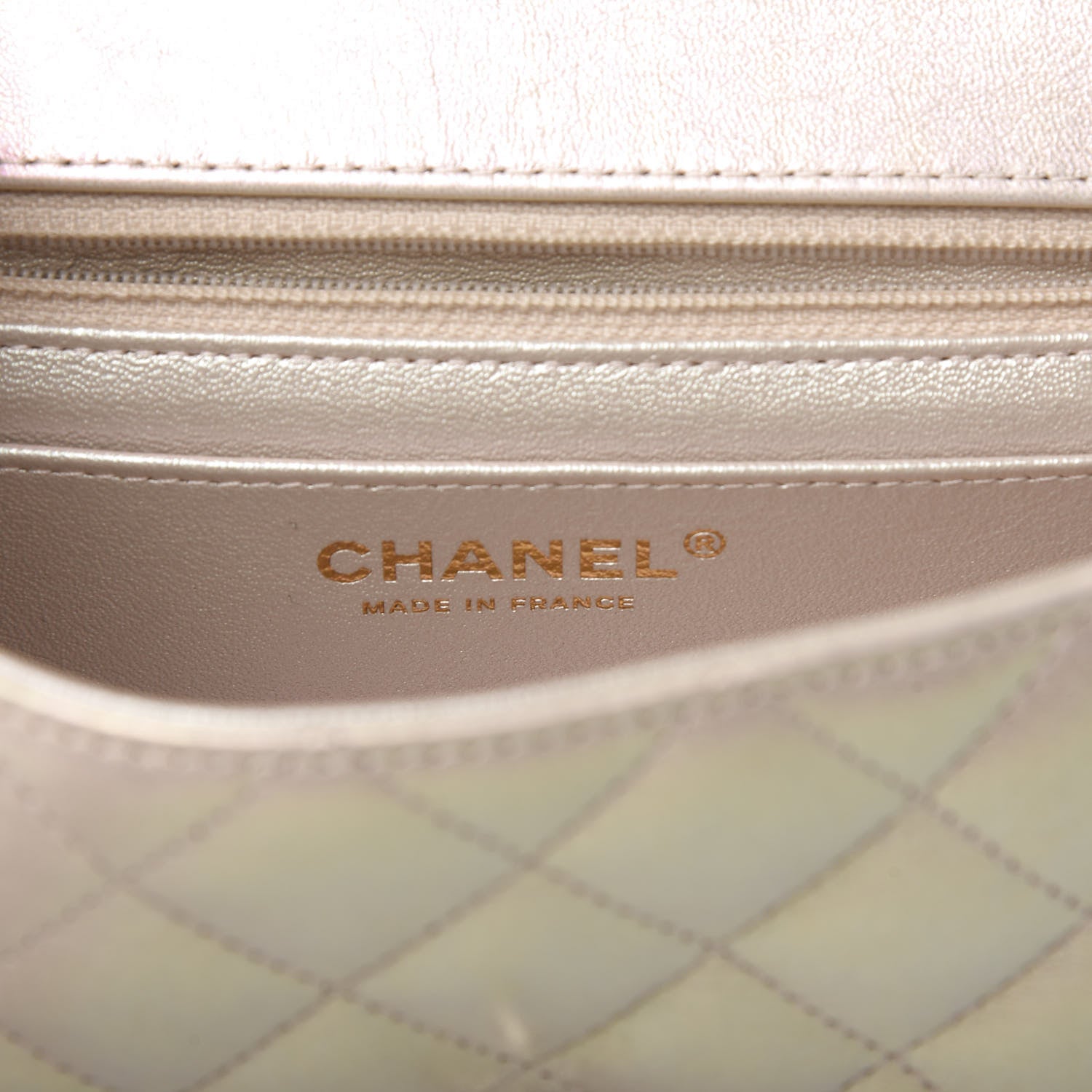 Chanel Iridescent Lambskin Quilted Mini Rectangular Flap Ivory 6 of 11