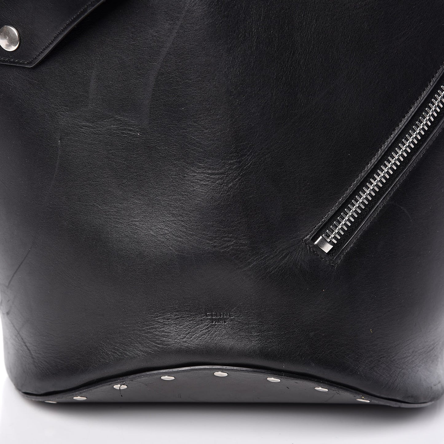 Natural Calfskin Biker Bucket Shoulder Bag Black Sunflower