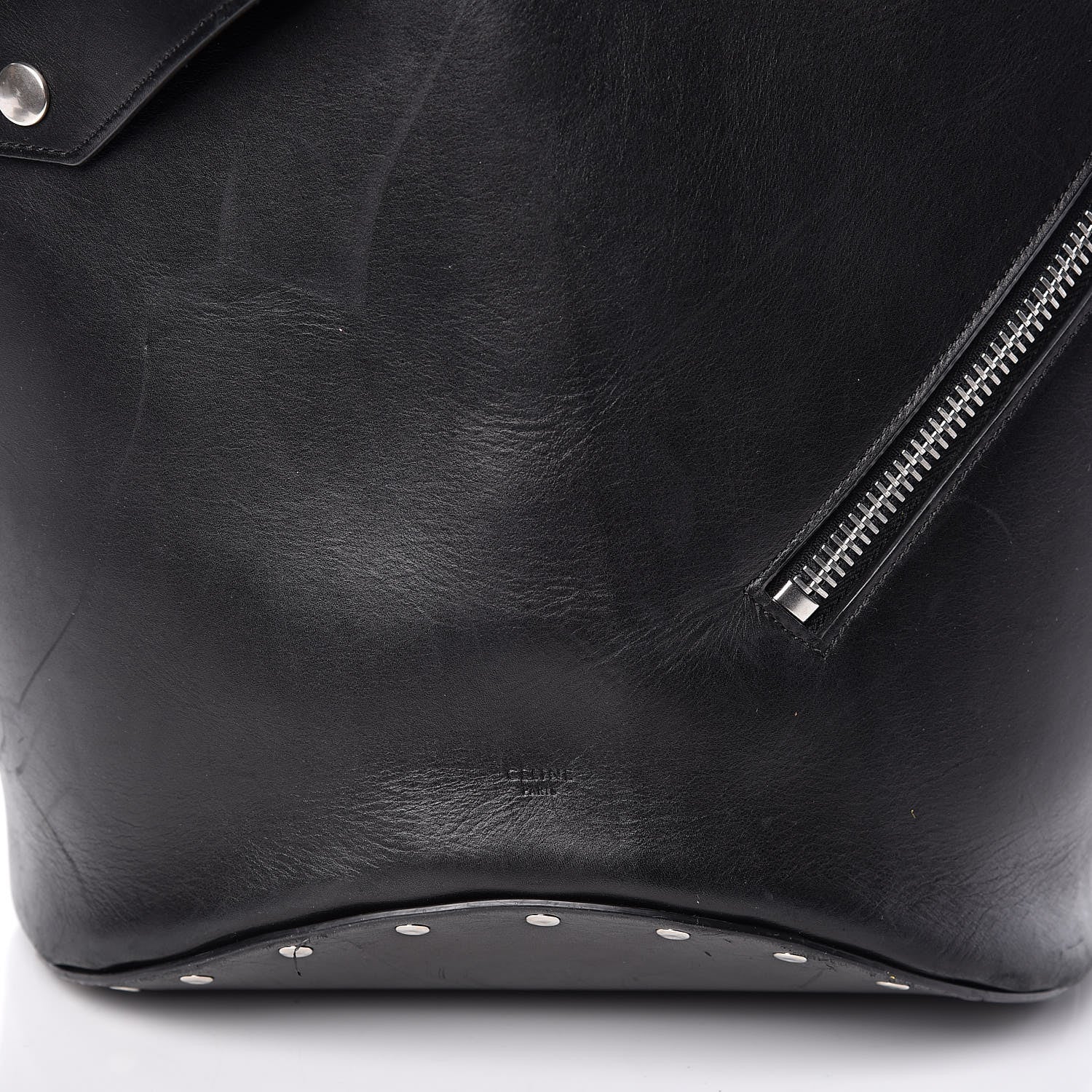 Celine Natural Calfskin Biker Bucket Shoulder Bag Black Sunflower 12 of 18
