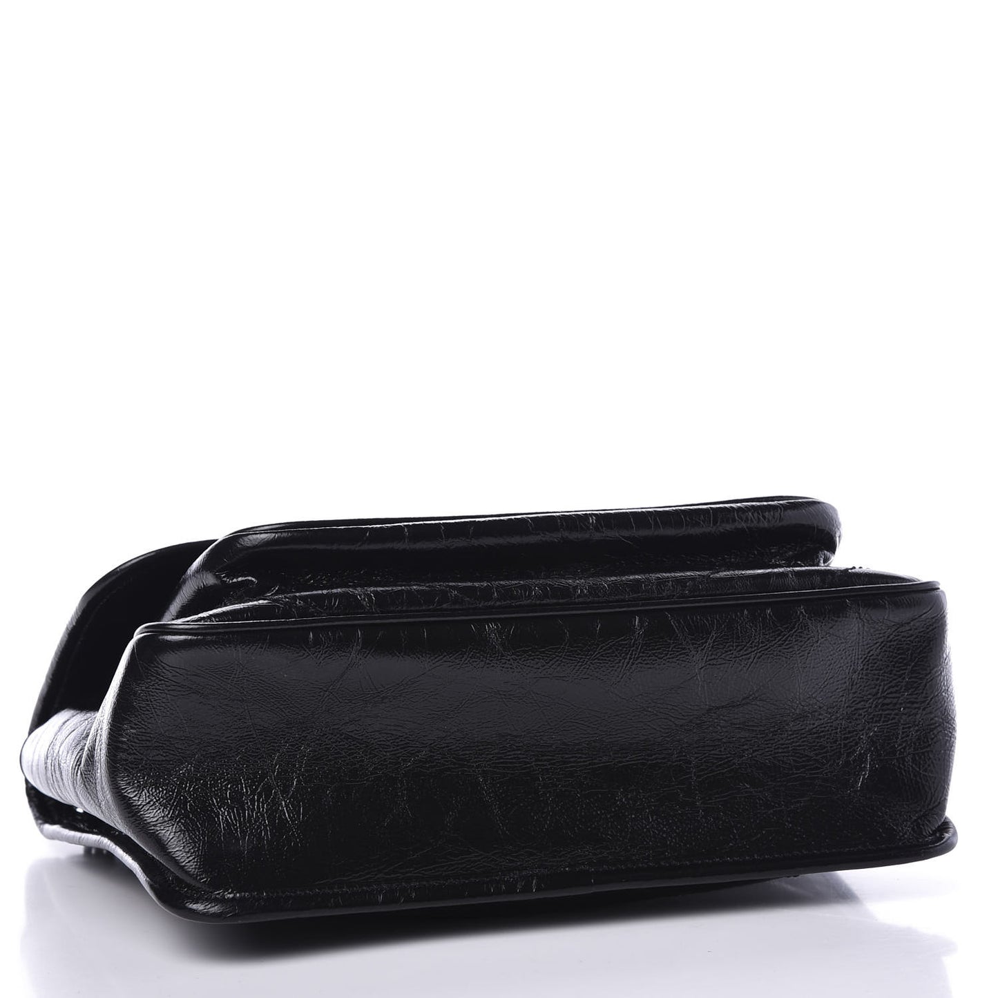 Crinkled Calfskin Matelasse Monogram Medium Niki Chain Satchel Black