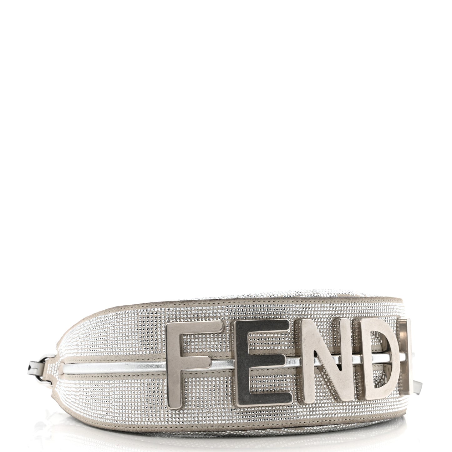 Crystal Vitello Laminato Suede FF Mini Fendigraphy Hobo Bag Grey