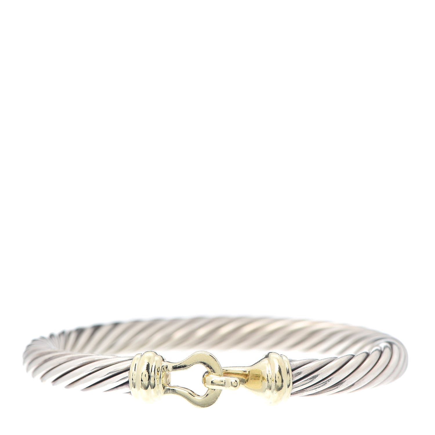David Yurman Sterling Silver 14K Yellow Gold 7mm Cable Classic Buckle Bracelet 1 of 5