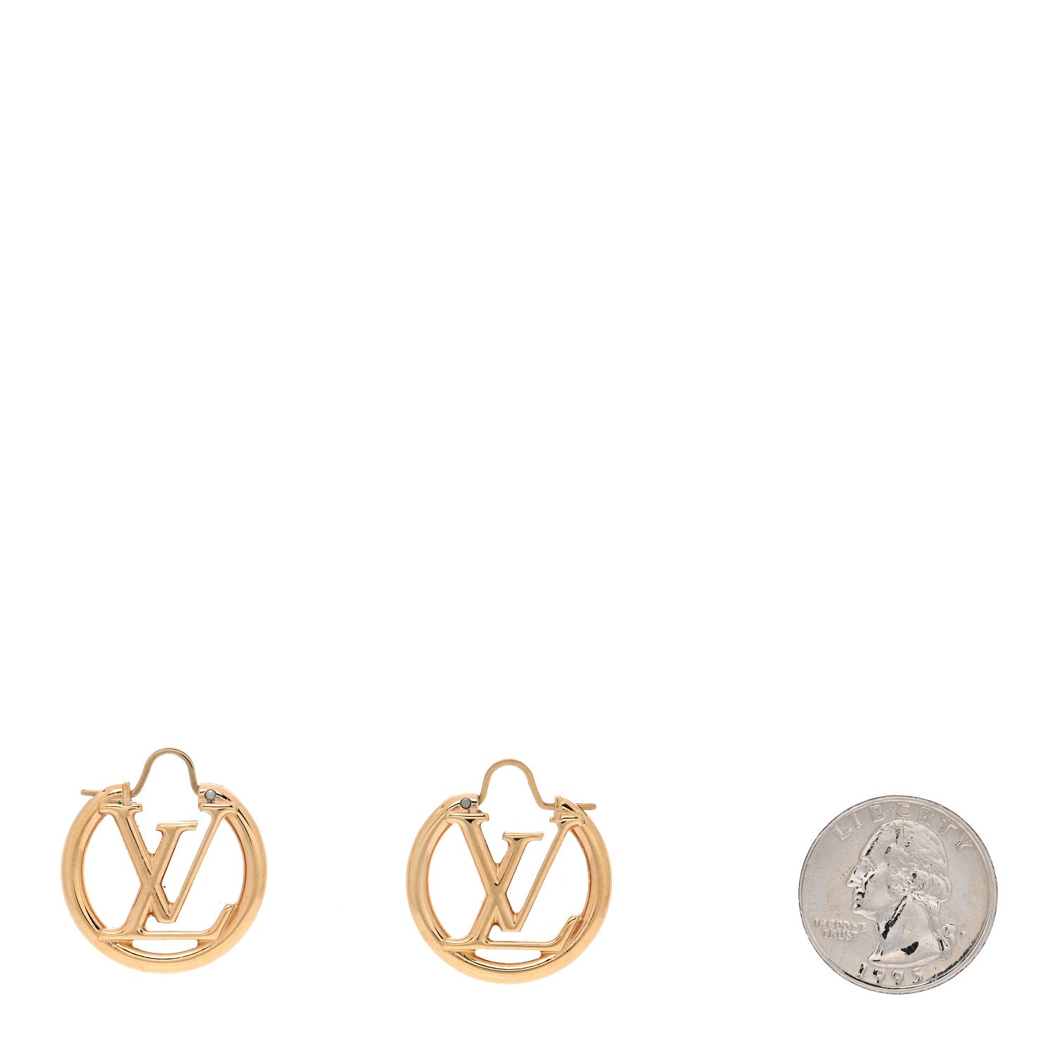 Louis Vuitton Metal Small Louise Hoop Earrings Gold 2 of 5