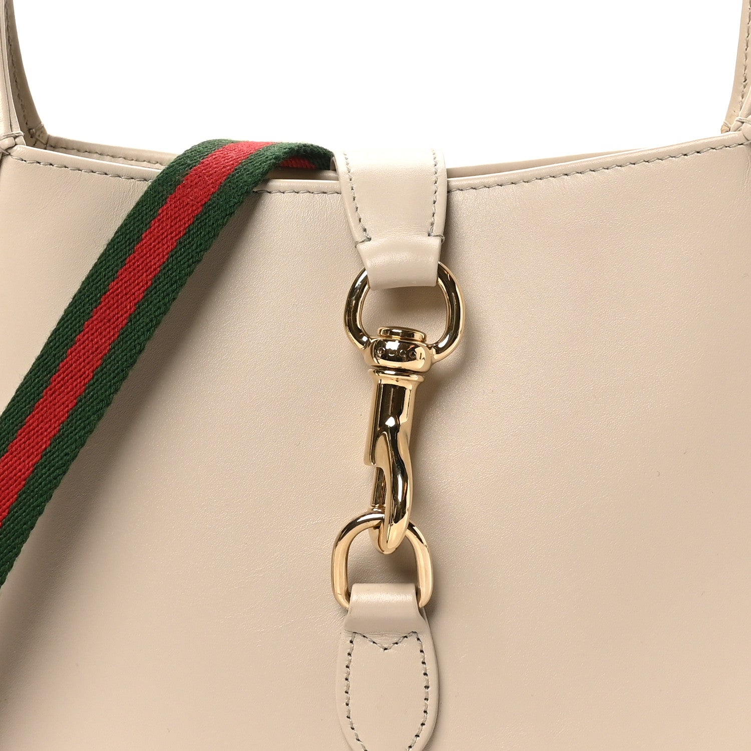 Gucci Ancora Calfskin Web Small Jackie Shoulder Bag Light Grey 8 of 10