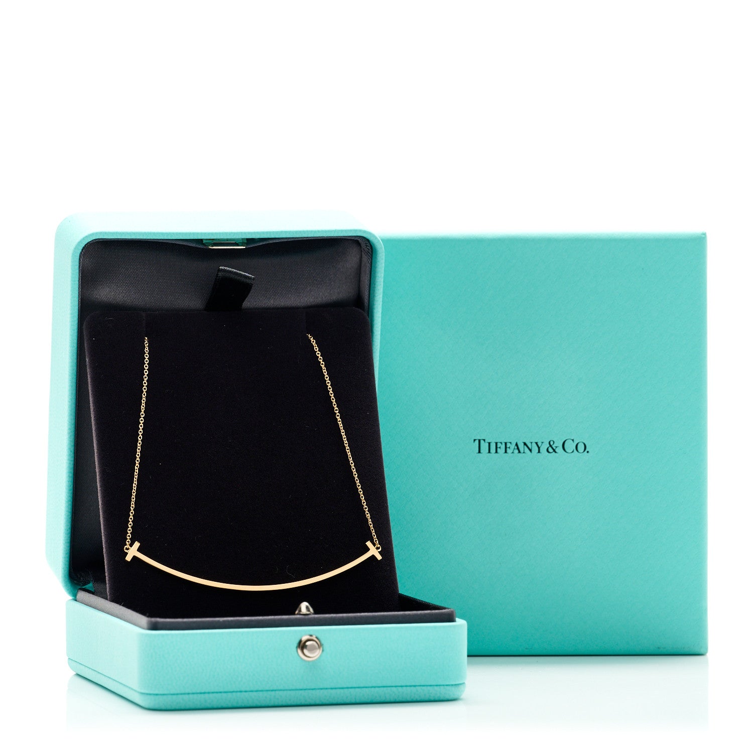 Tiffany 18K Yellow Gold Large T Smile Pendant Necklace 5 of 5