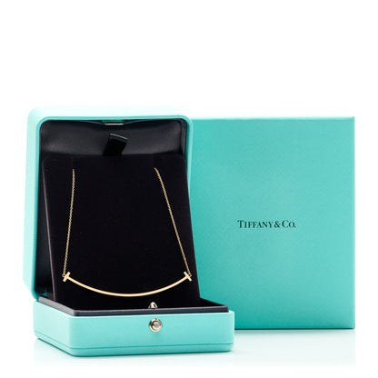 Tiffany 18K Yellow Gold Large T Smile Pendant Necklace 5 of 5