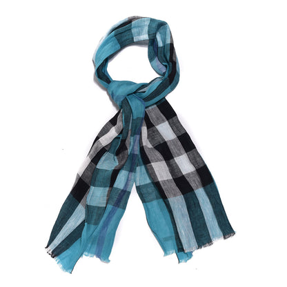 Burberry Linen Check Lightweight Scarf Blue 1 of 5