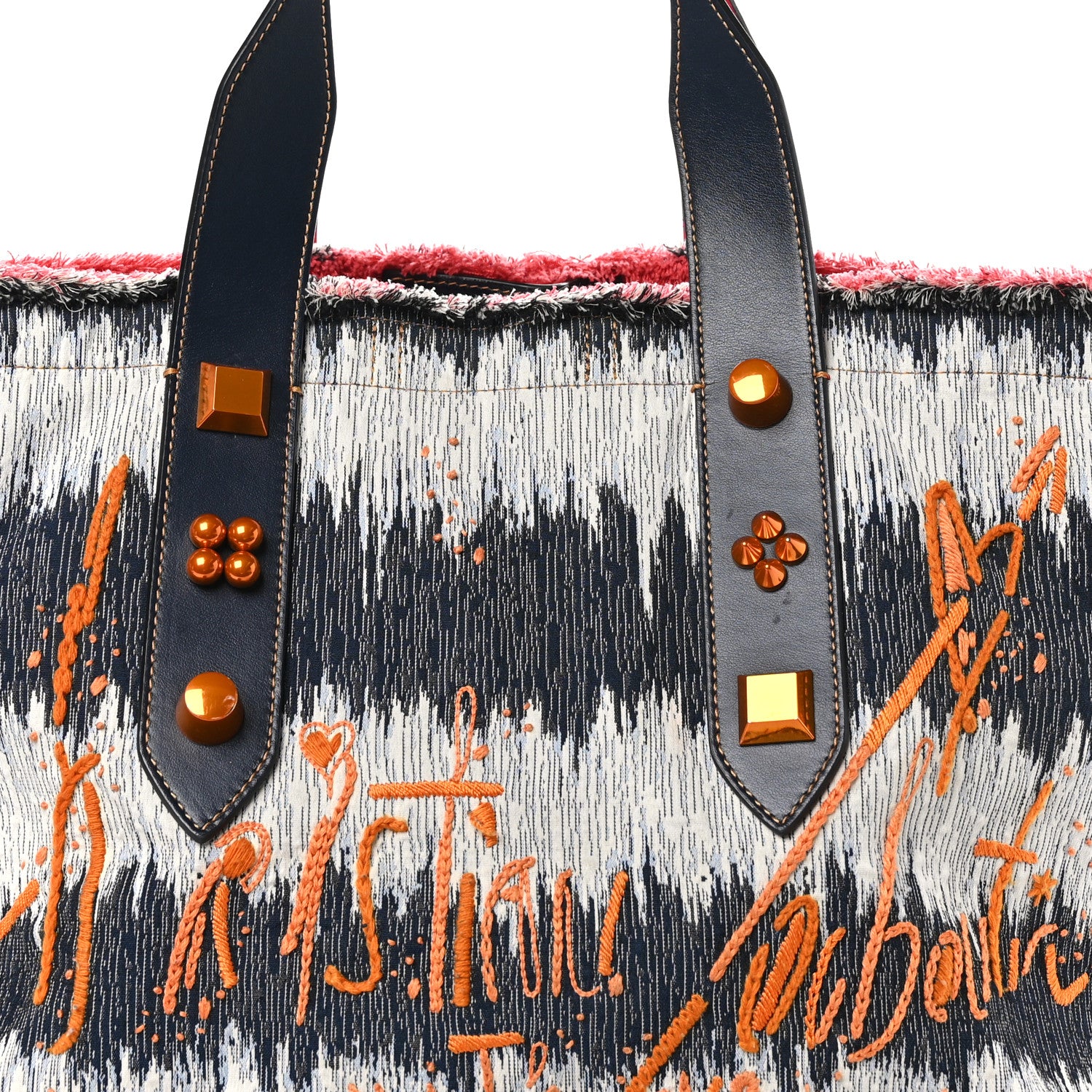 Christian Louboutin Canvas Frangibus Starlight Tote Blue White 7 of 9