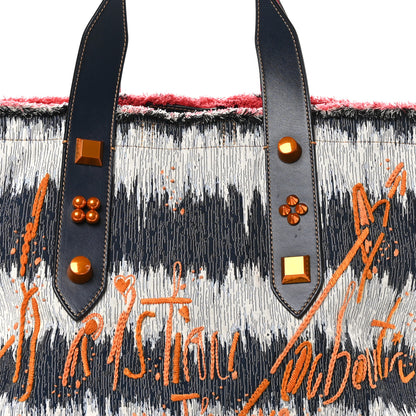 Christian Louboutin Canvas Frangibus Starlight Tote Blue White 7 of 9