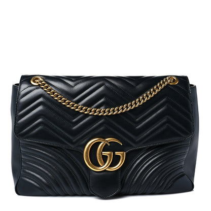 Gucci Calfskin Matelasse Large GG Marmont Shoulder Bag Black 1 of 12