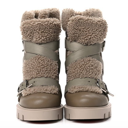 Christian Louboutin Calfskin Shearling Pole Chic 70 Booties 38 Champignon 2 of 9