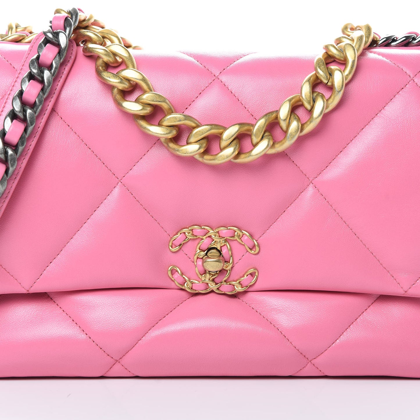 Goatskin Quilted Large Chanel 19 Flap Pink