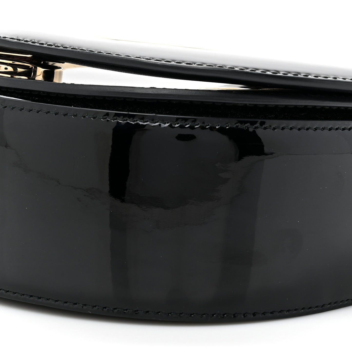 Patent Calfskin Small Vela Flap Bag Black