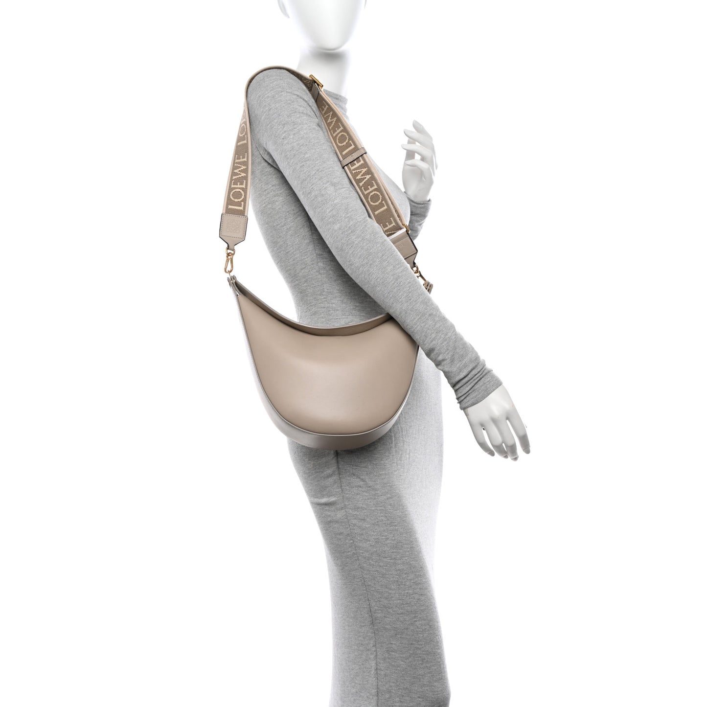 Satin Calfskin Jacquard Small Luna Bag Oat