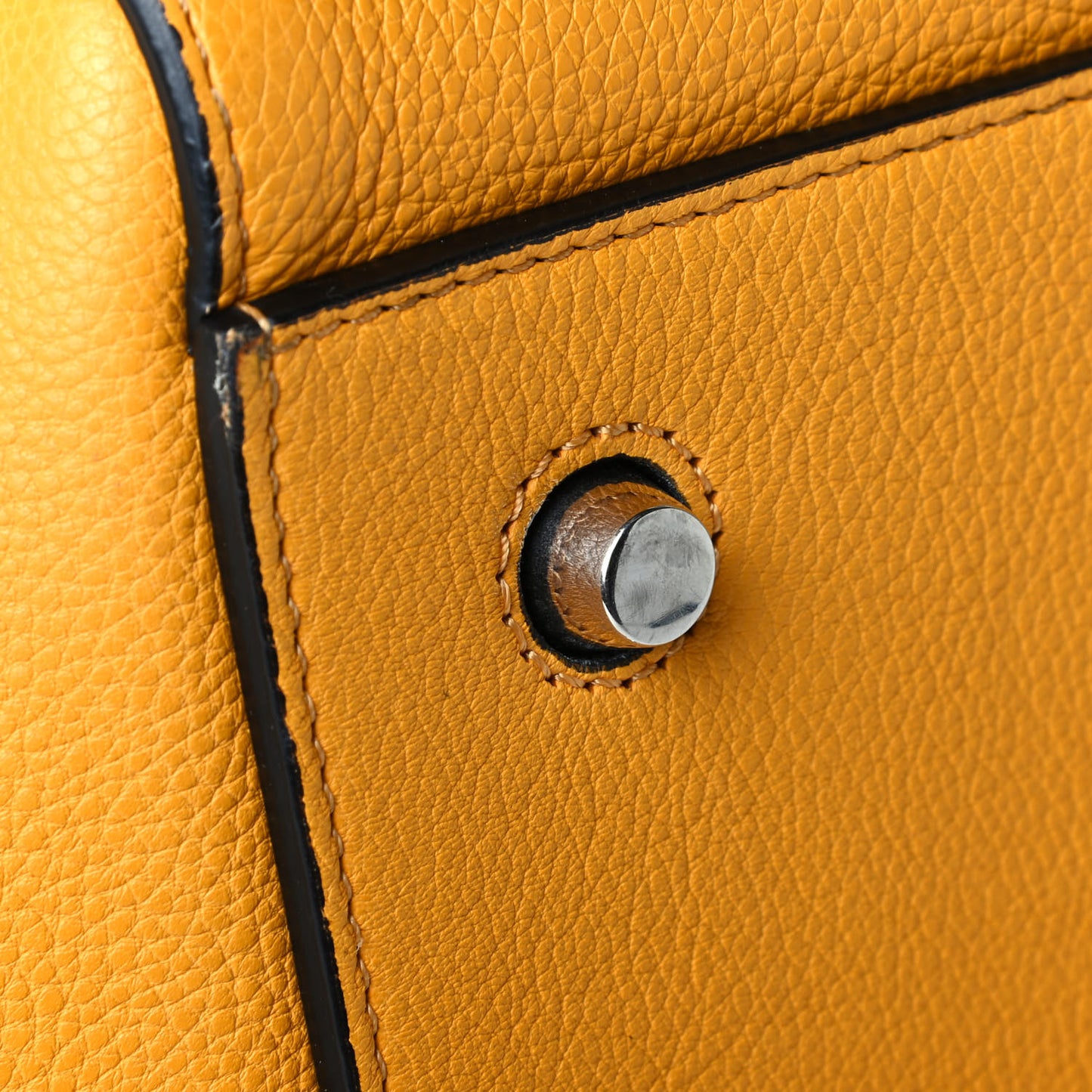 Drummed Calfskin Medium Edge Shoulder Bag Ocre