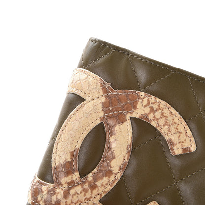 Chanel Calfskin Python Quilted Cambon Bi-Fold Wallet Khaki 12 of 12