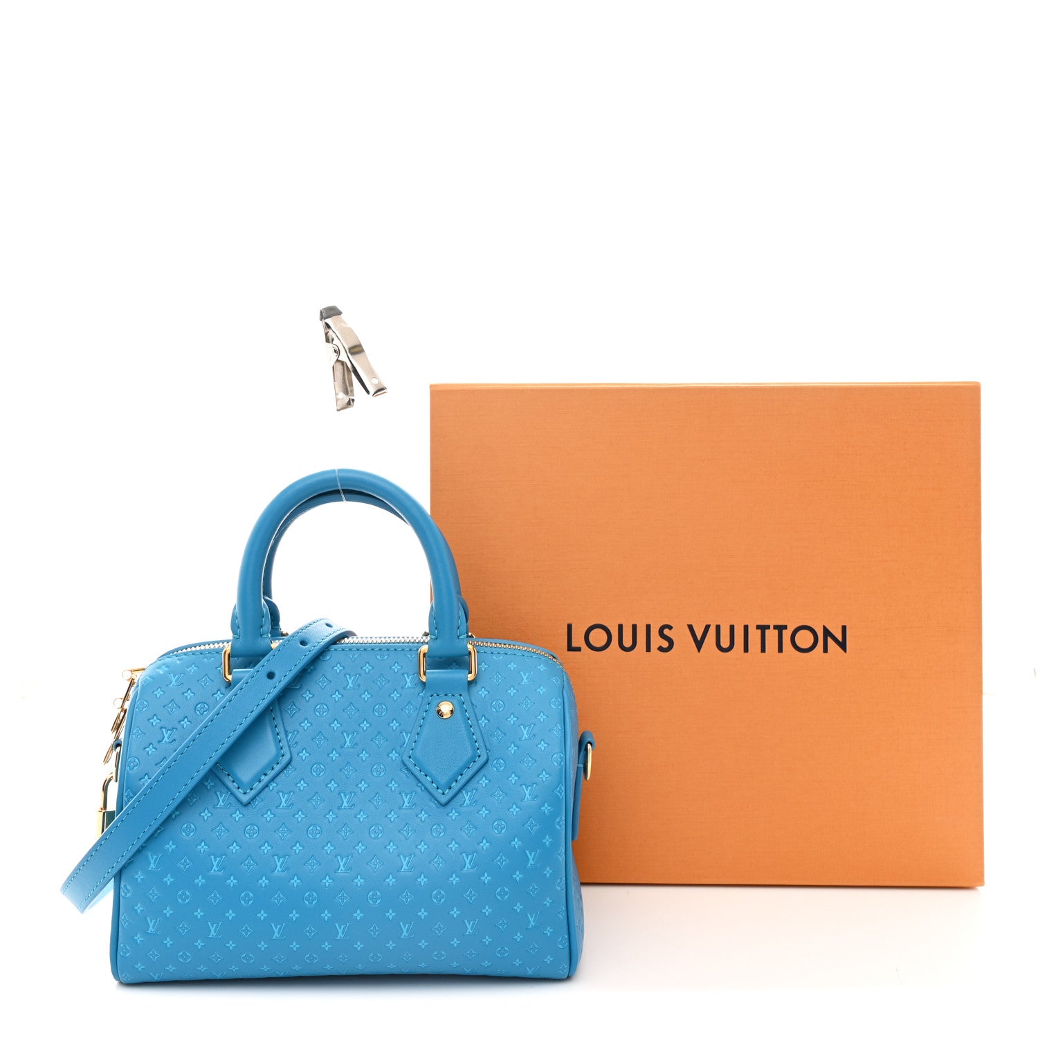 Louis Vuitton Calfskin Nanogram Embossed Speedy Bandouliere 20