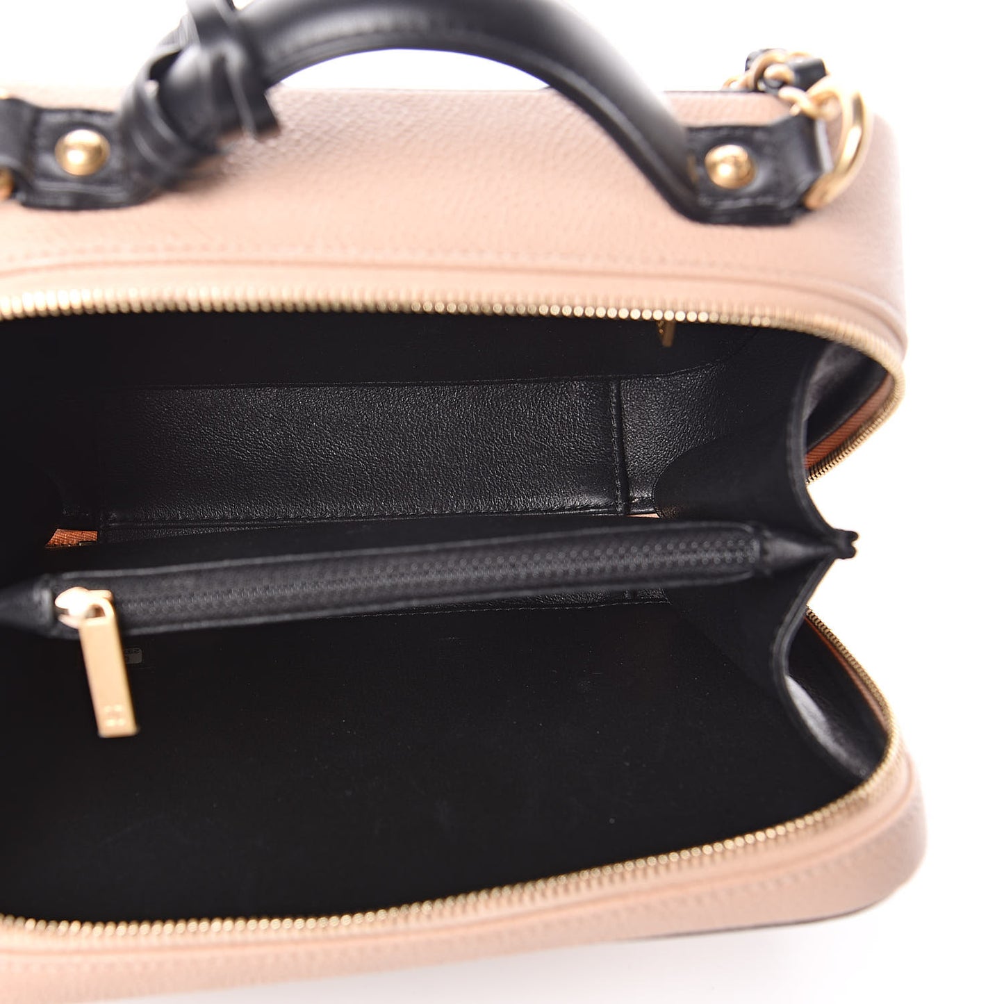 Caviar Quilted Medium CC Filigree Vanity Case Beige Black
