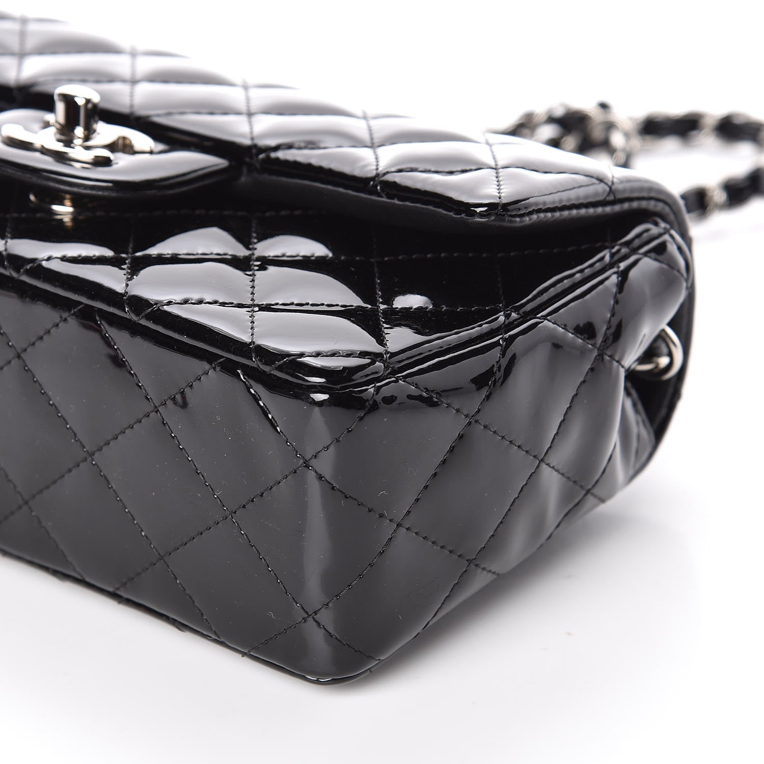 Chanel Patent Calfskin Quilted Mini Rectangular Flap Black 9 of 10