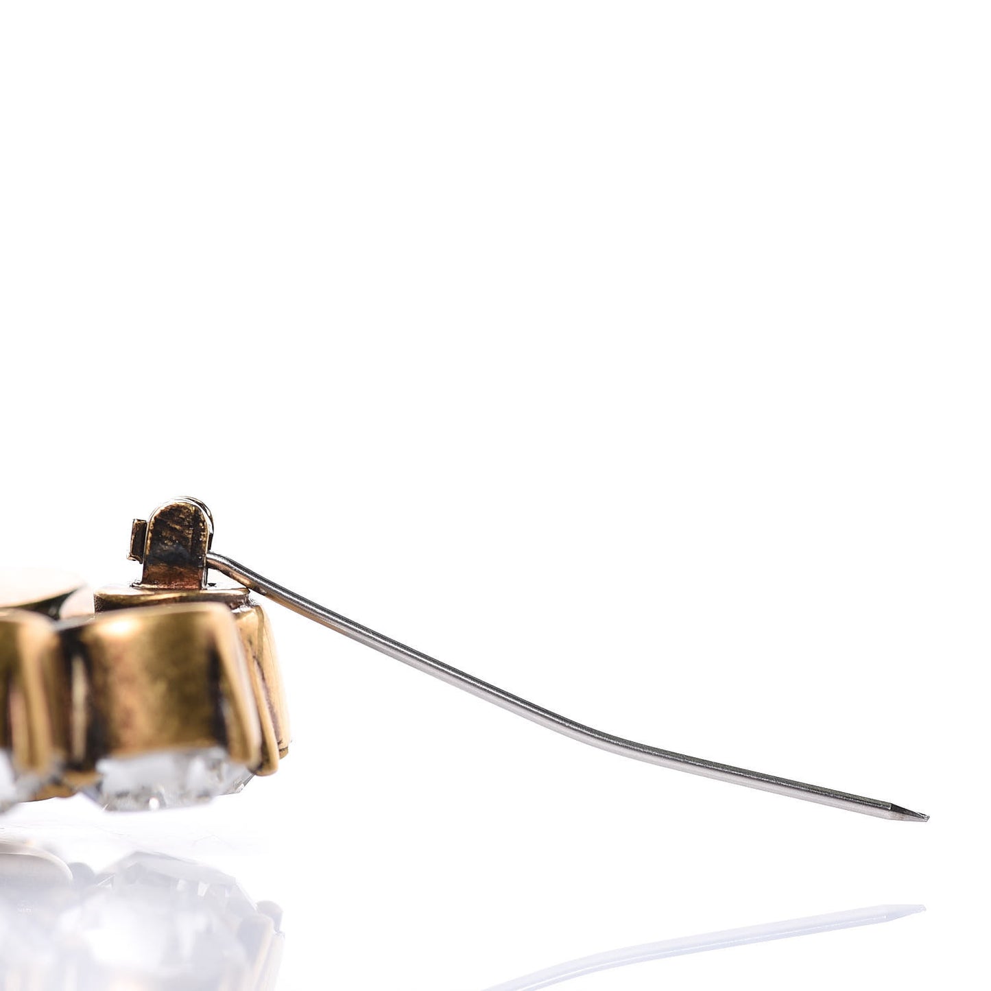 Metal Crystal Double G Brooch Aged Gold