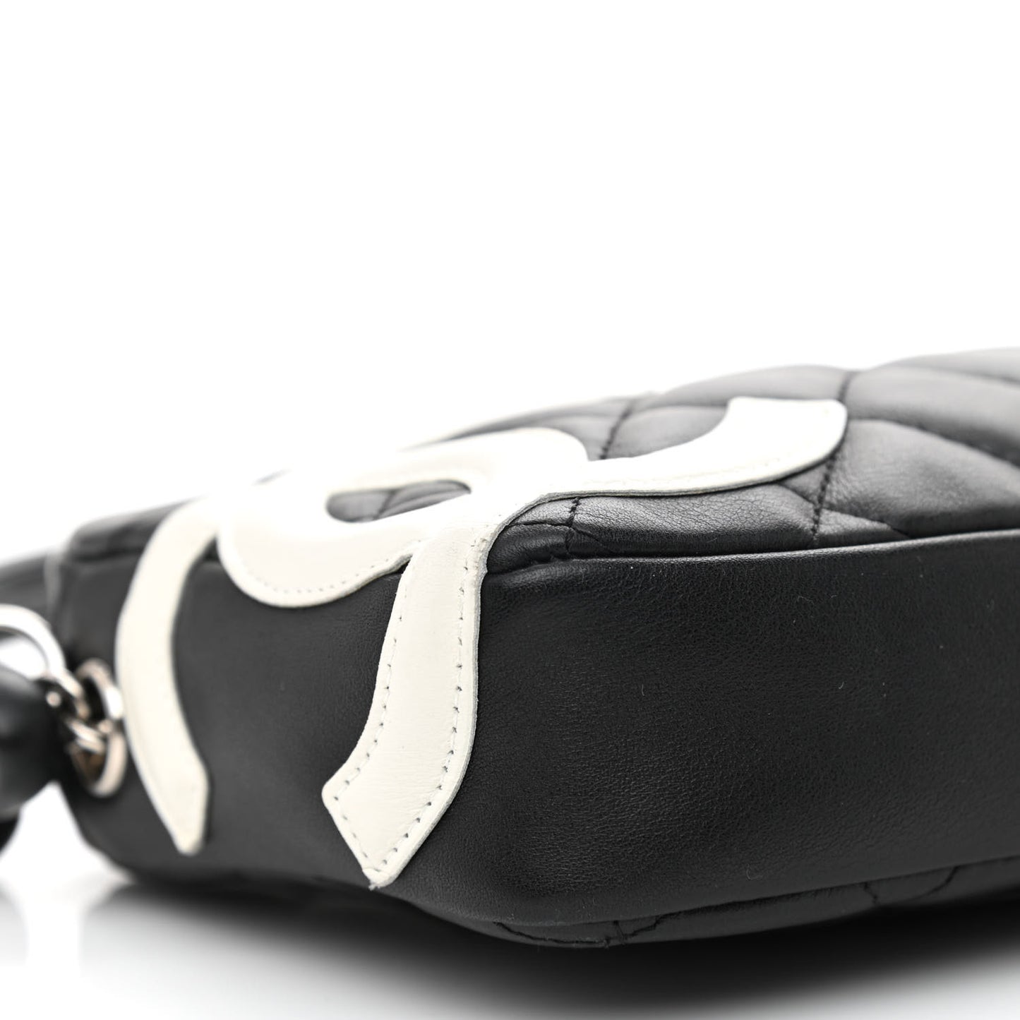 Calfskin Quilted Cambon Pochette Black White