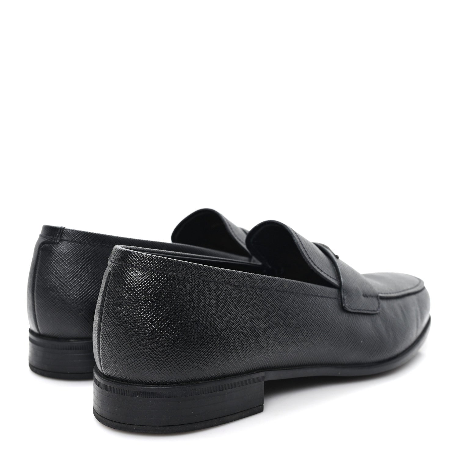 Prada Saffiano Mens Triangle Loafers 6 Black 5 of 9