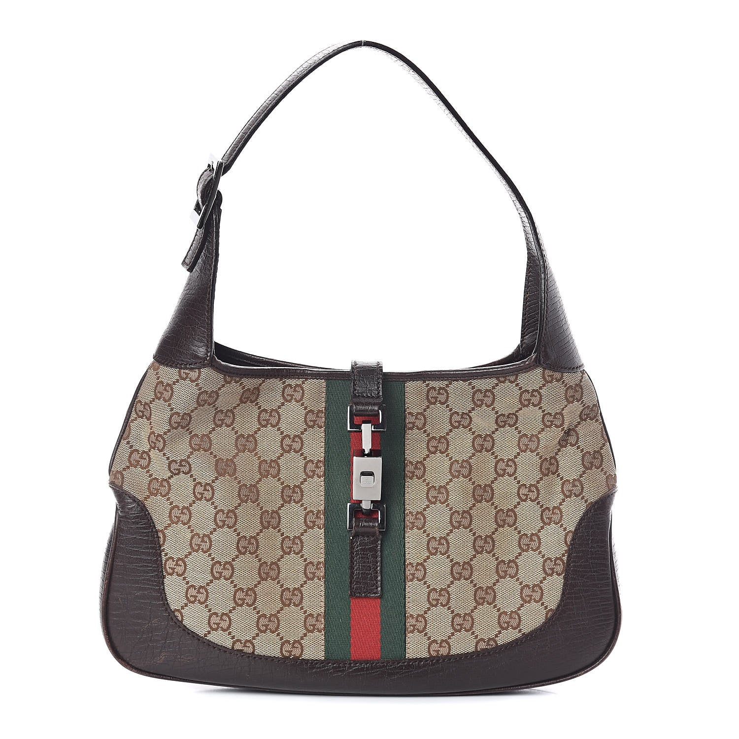 Gucci Monogram Web Jackie O Hobo Dark Brown 1 of 9