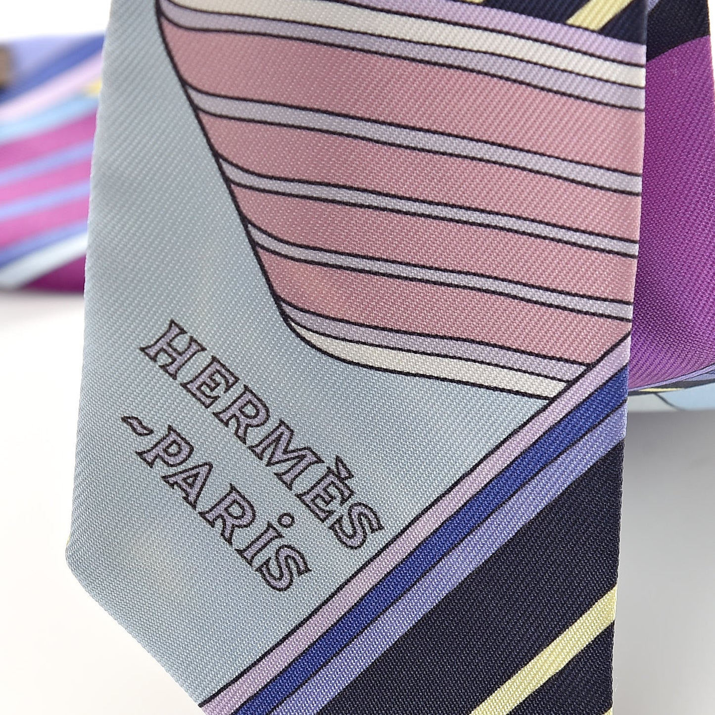 Silk Sangles En Zigzag Twilly Bleu Mauve Jaune