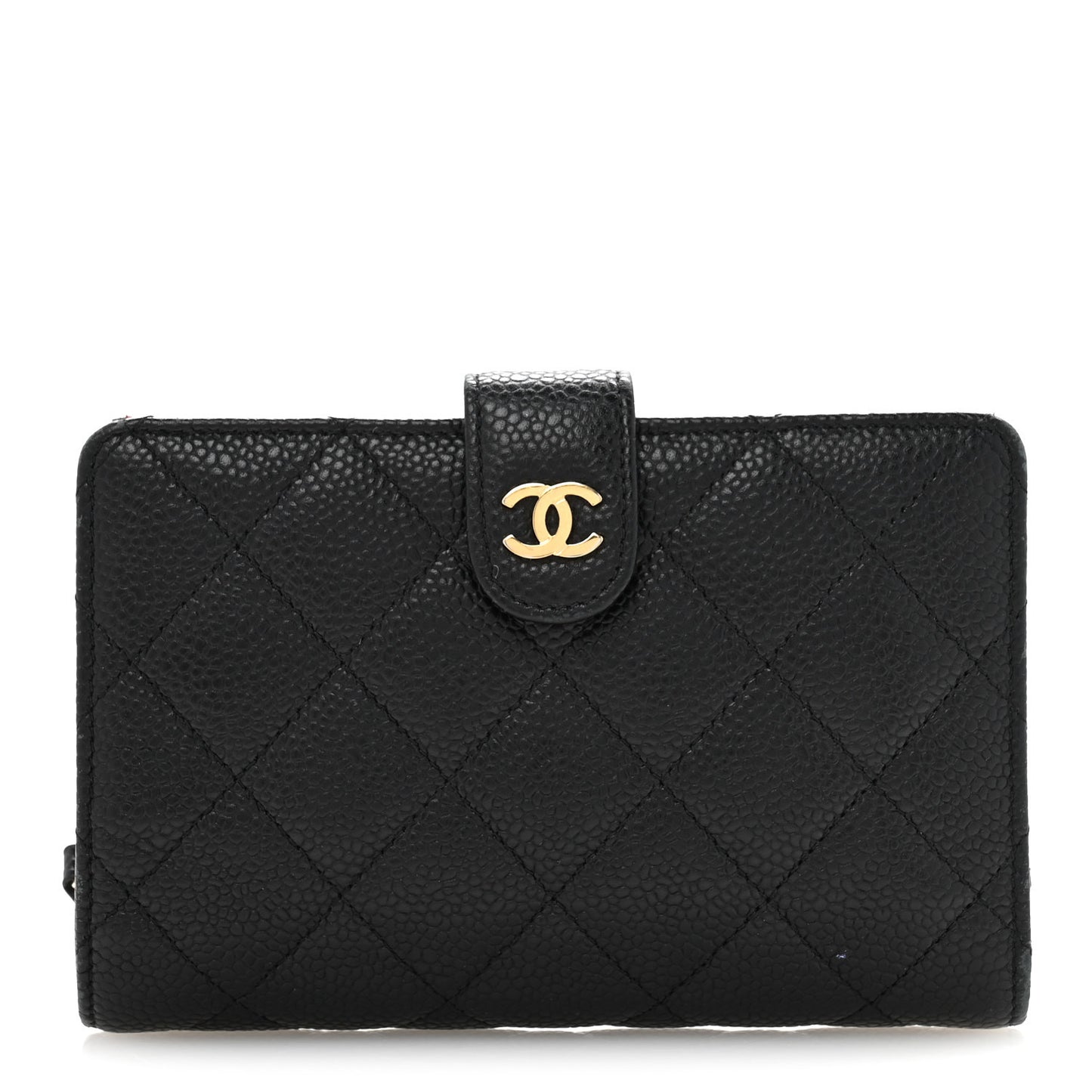 Caviar Quilted Zipped Pocket Wallet Black