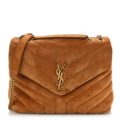 Saint Laurent Suede Calfskin Y Quilted Monogram Small Loulou Chain Satchel Cinnamon 1 of 9