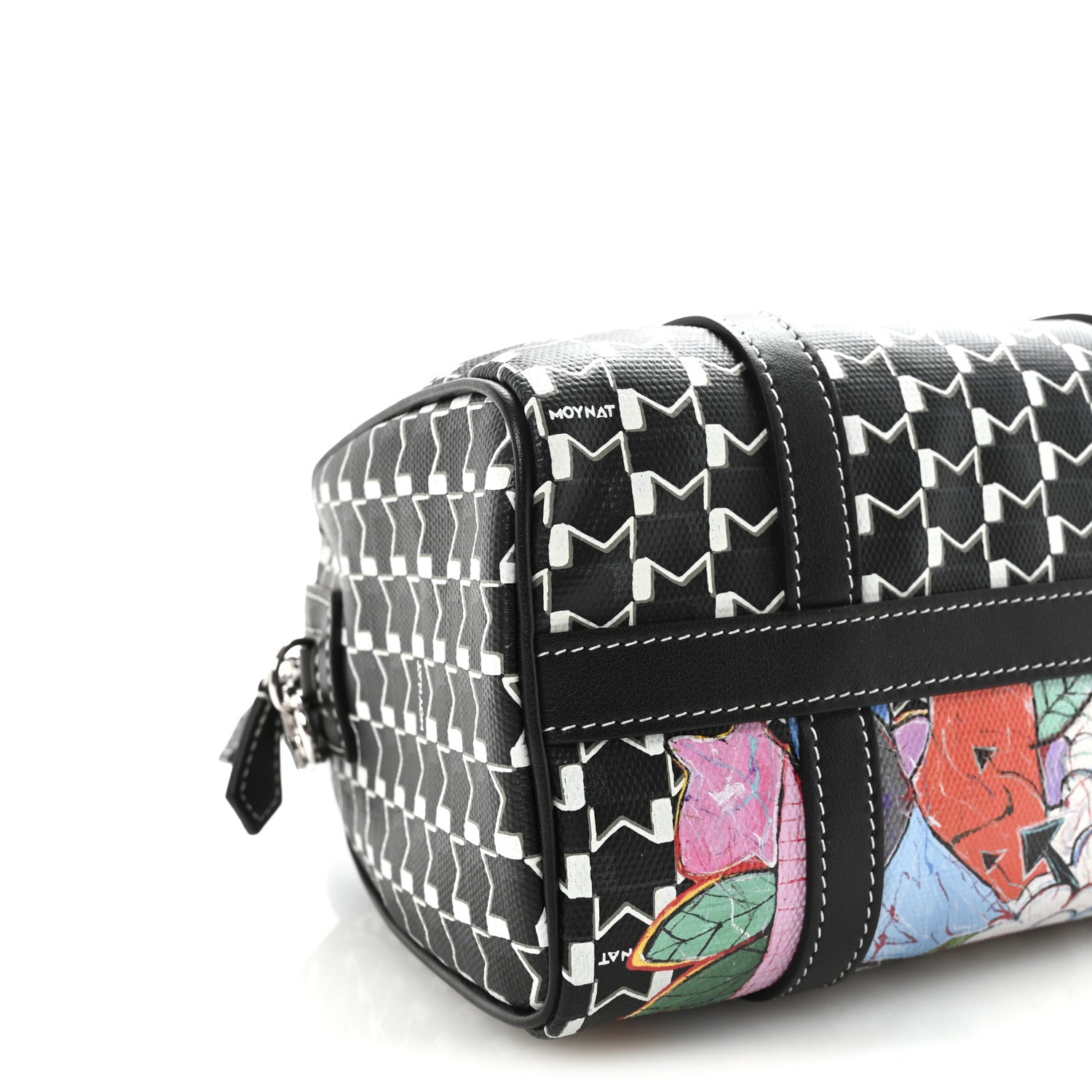Moynat X KASING LUNG Calfskin Canvas M Labubu Boston Bag Black Multicolor 8 of 9