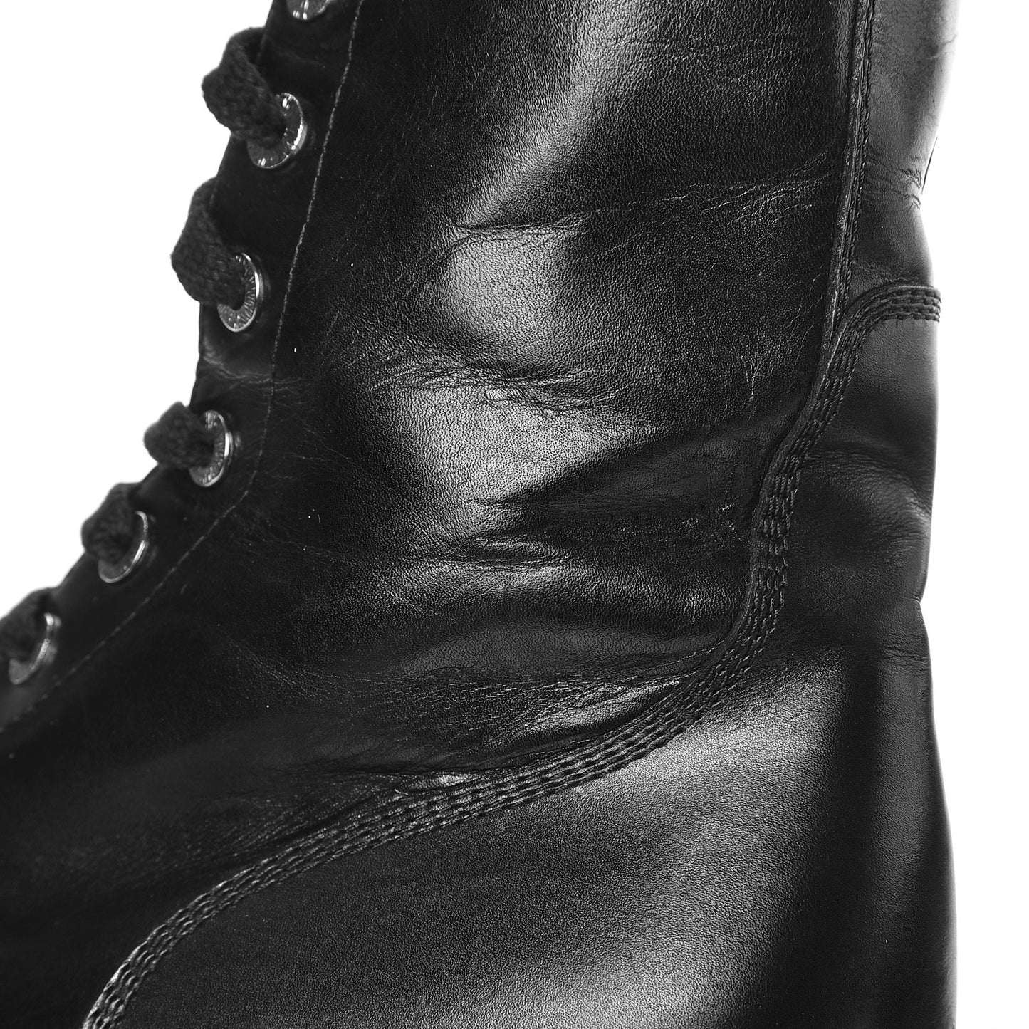 Crinkled Calfskin Paris Edinburgh CC Combat Boots 40 Black