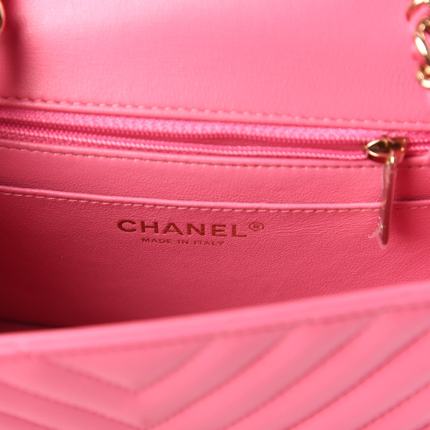 Lambskin Chevron Quilted Mini Square Flap Pink