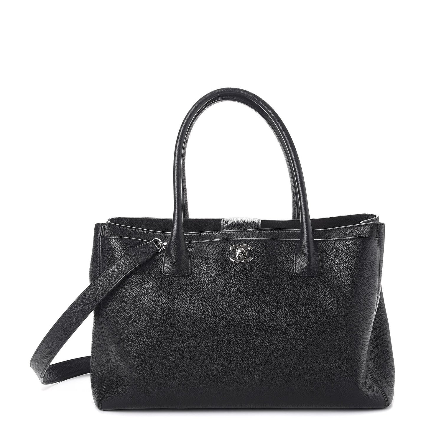 Calfskin Cerf Executive Shopper Tote Black