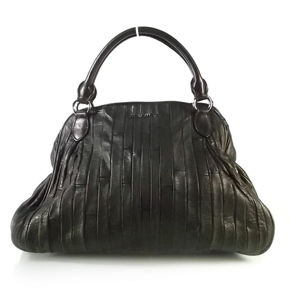 Miu Miu Leather Plisse Shopping Tote Black 1 of 8