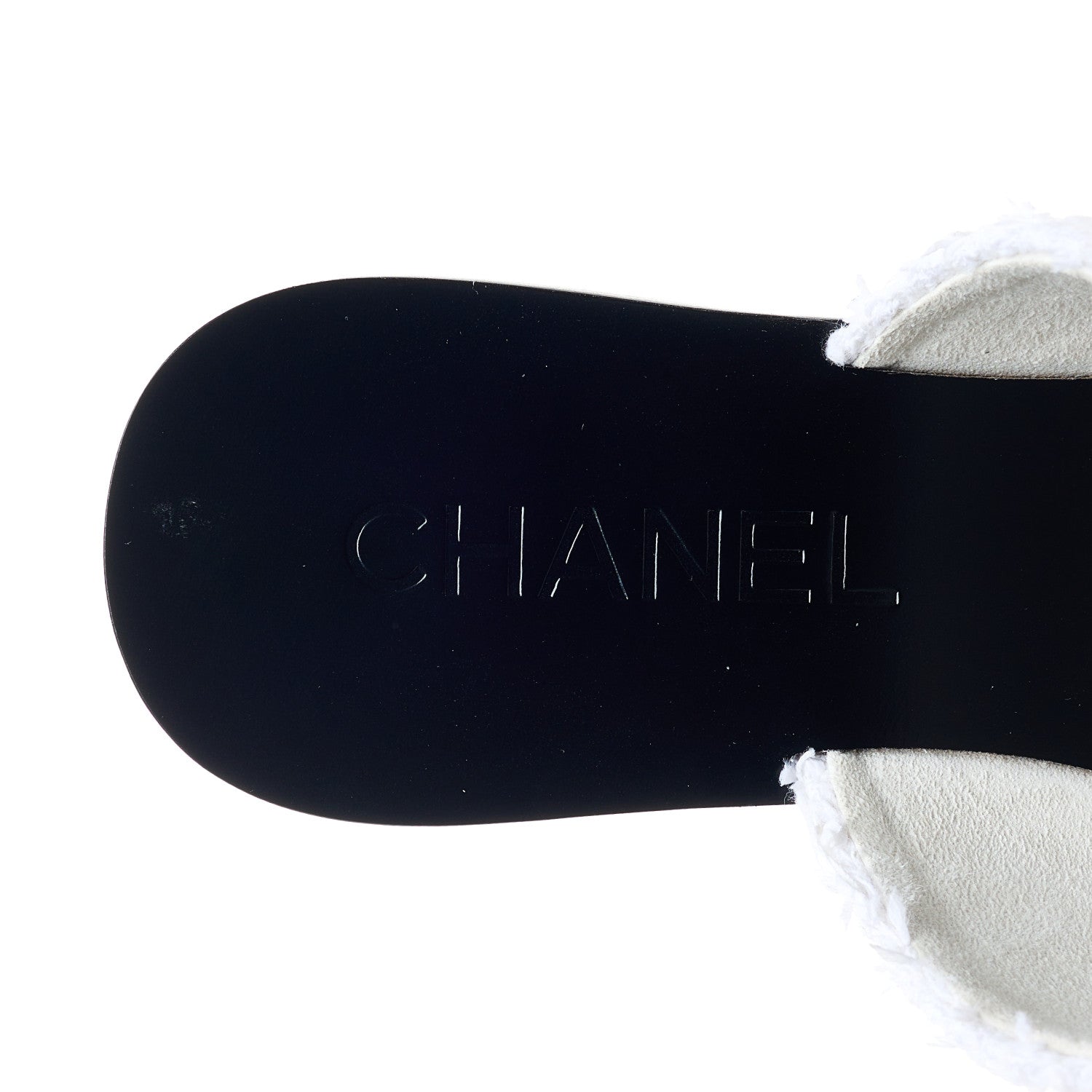 Chanel Cotton Tweed Fabric Lambskin CC Thong Sandal 41 White Gold Black 7 of 10