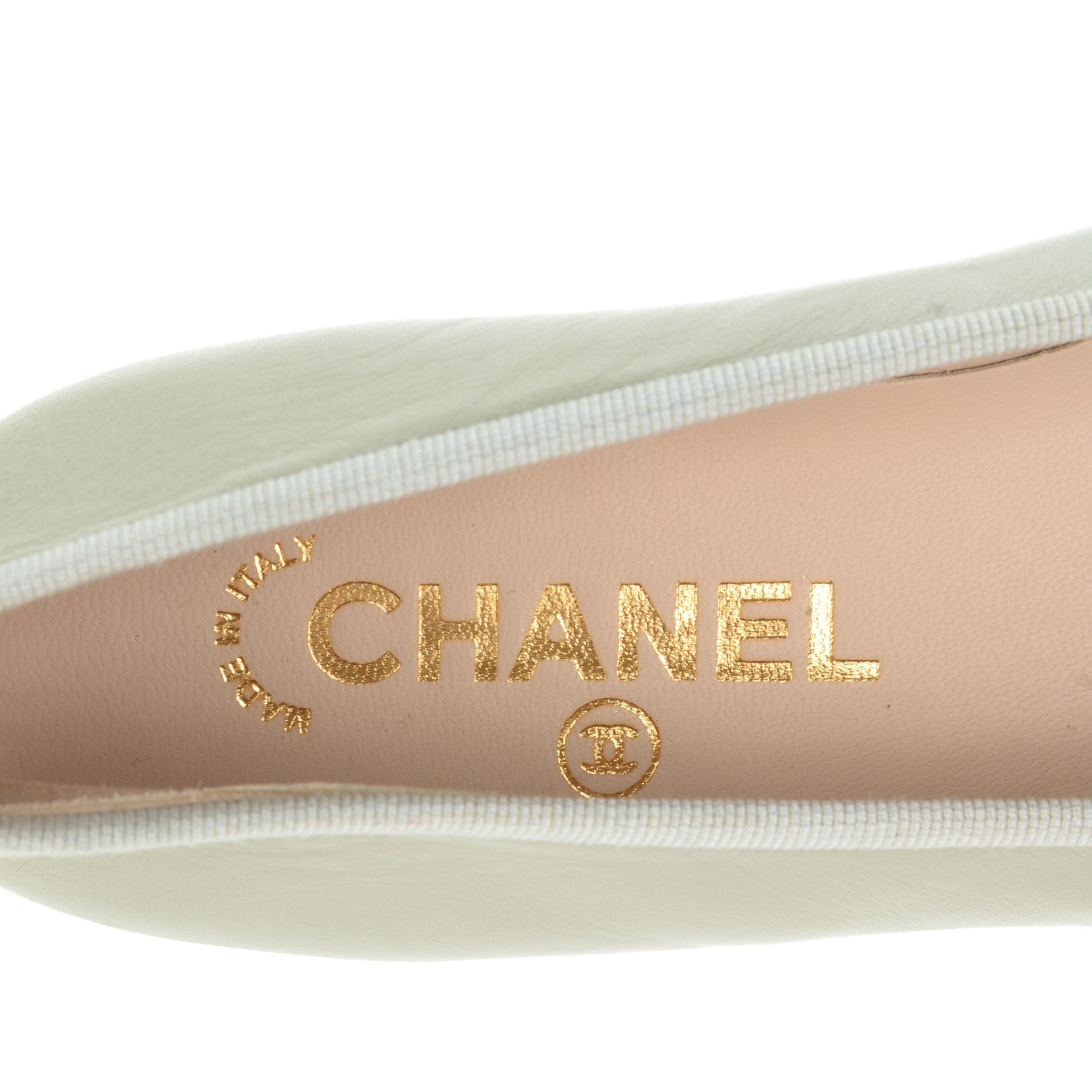 Chanel Lambskin Patent Cap Toe Ballerina Flats 37 Light Green Black 7 of 9