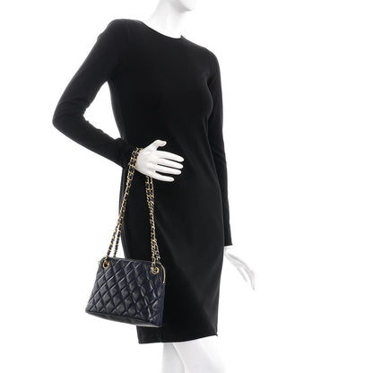 Chanel Lambskin Quilted Shoulder Bag Navy Blue 2 of 9