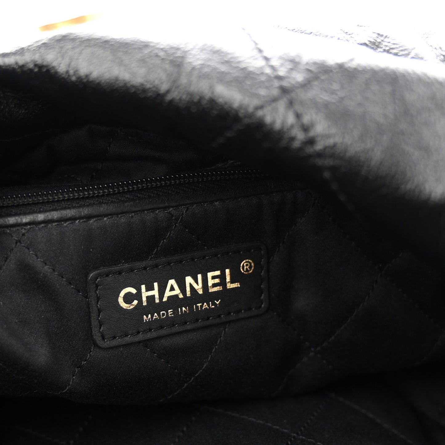 Shiny Calfskin Quilted Small Chanel 22 Black