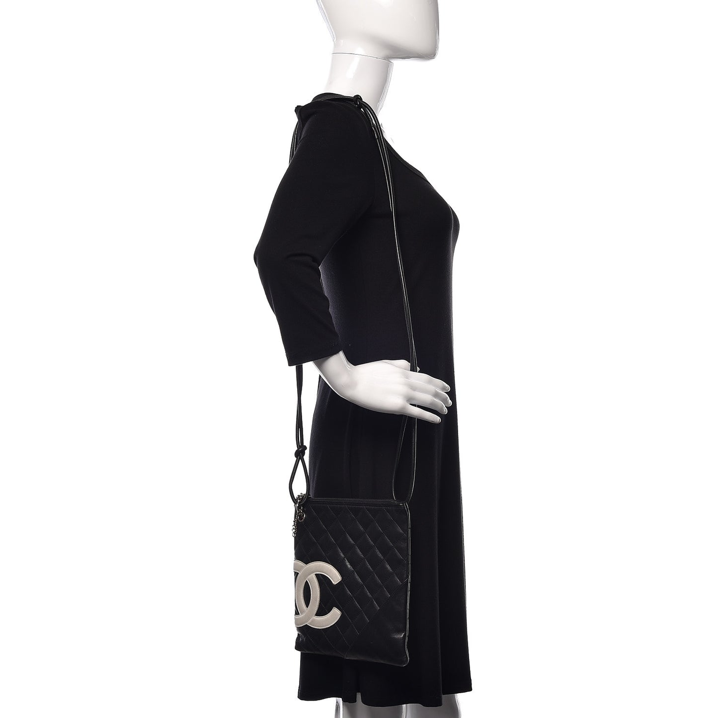 Calfskin Cambon Flat Messenger Black