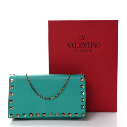 Valentino Garavani Calfskin Rockstud Flap Wallet On Chain Opaline Green 10 of 10