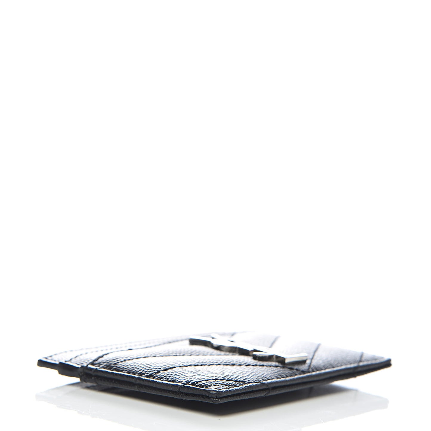 Grain De Poudre Matelasse Chevron Monogram Credit Card Case Black