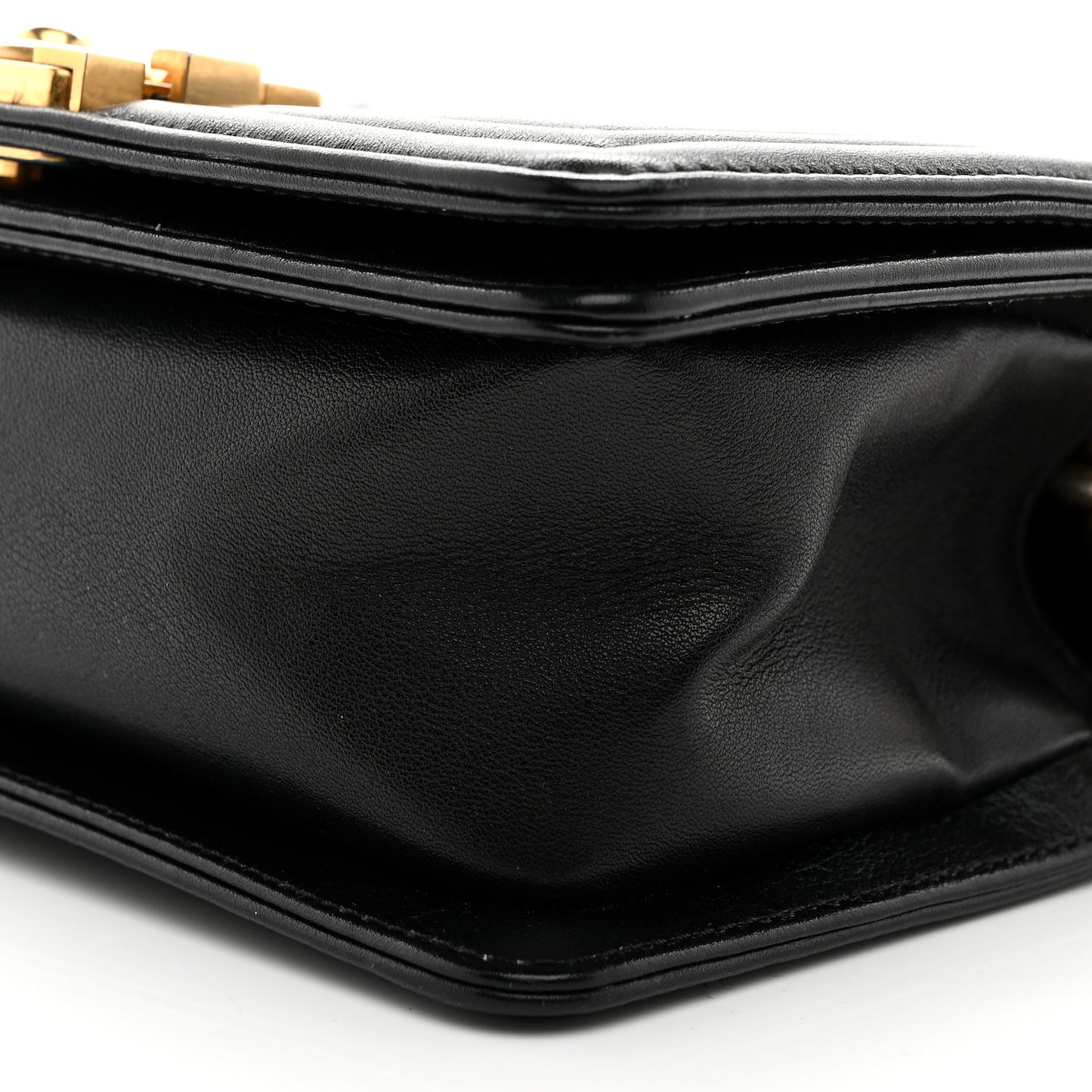 Lambskin Quilted Small Boy Flap Black