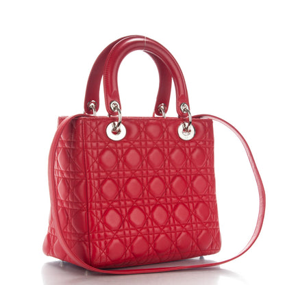 Christian Dior Lambskin Cannage Medium Lady Dior Red 3 of 8