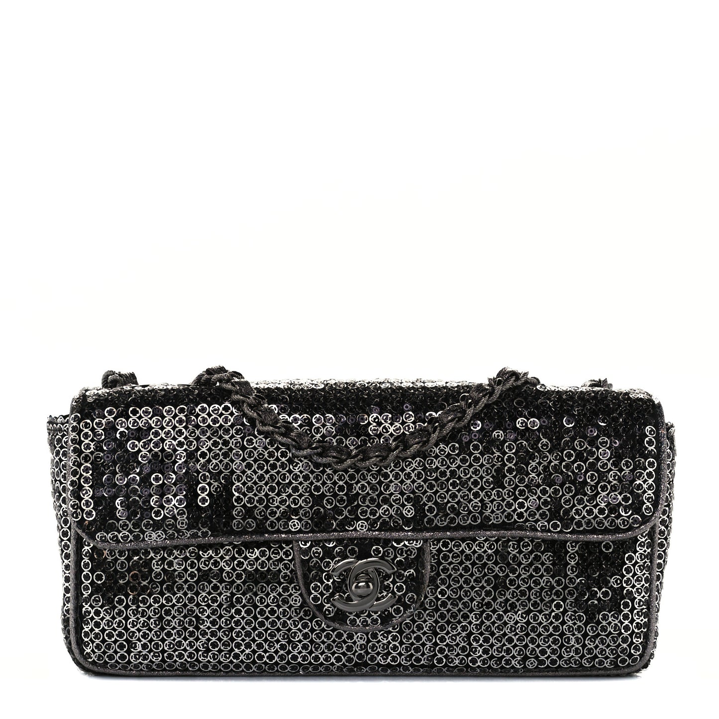 Sequin East West Flap Dark Silver