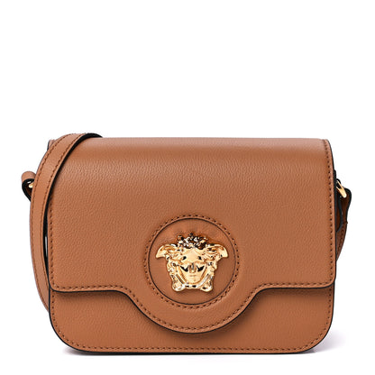 Versace Grained Calfskin La Medusa Flap Shoulder Bag Brown 1 of 12