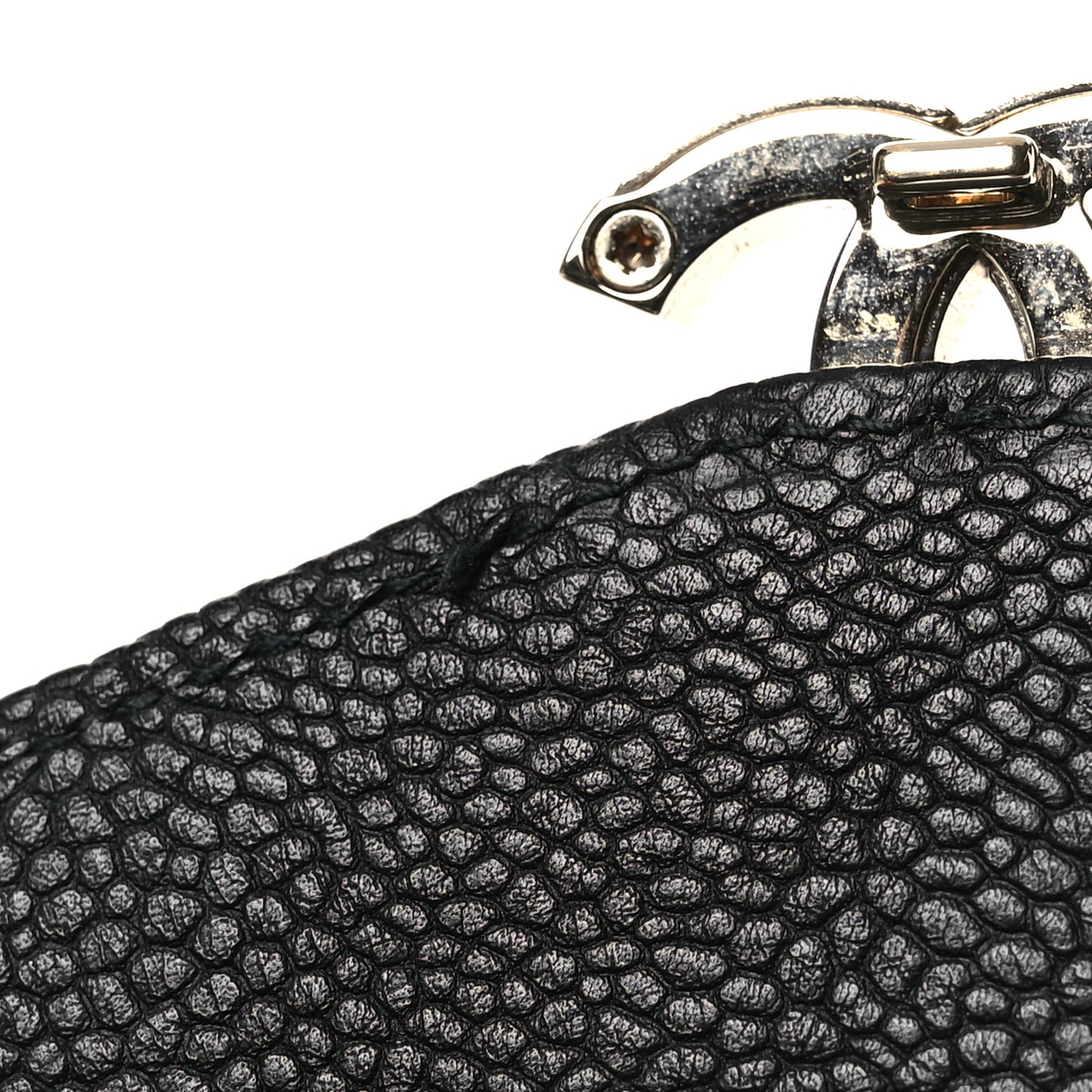 Caviar Quilted Thread CC Compact Flap Wallet Black