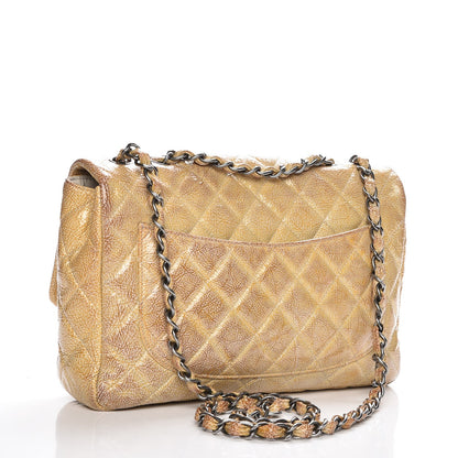 Chanel Crinkled Patent Quilted Jumbo Single Flap Light Beige 3 of 10