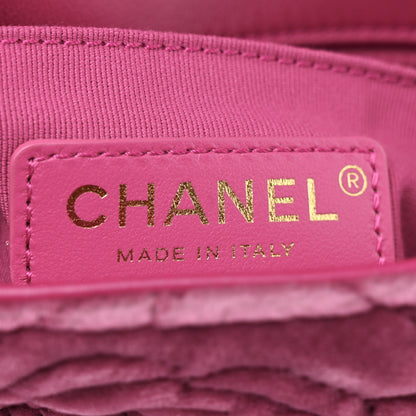 Chanel Velvet Camellia Embossed Mini Square Flap Pink 6 of 15
